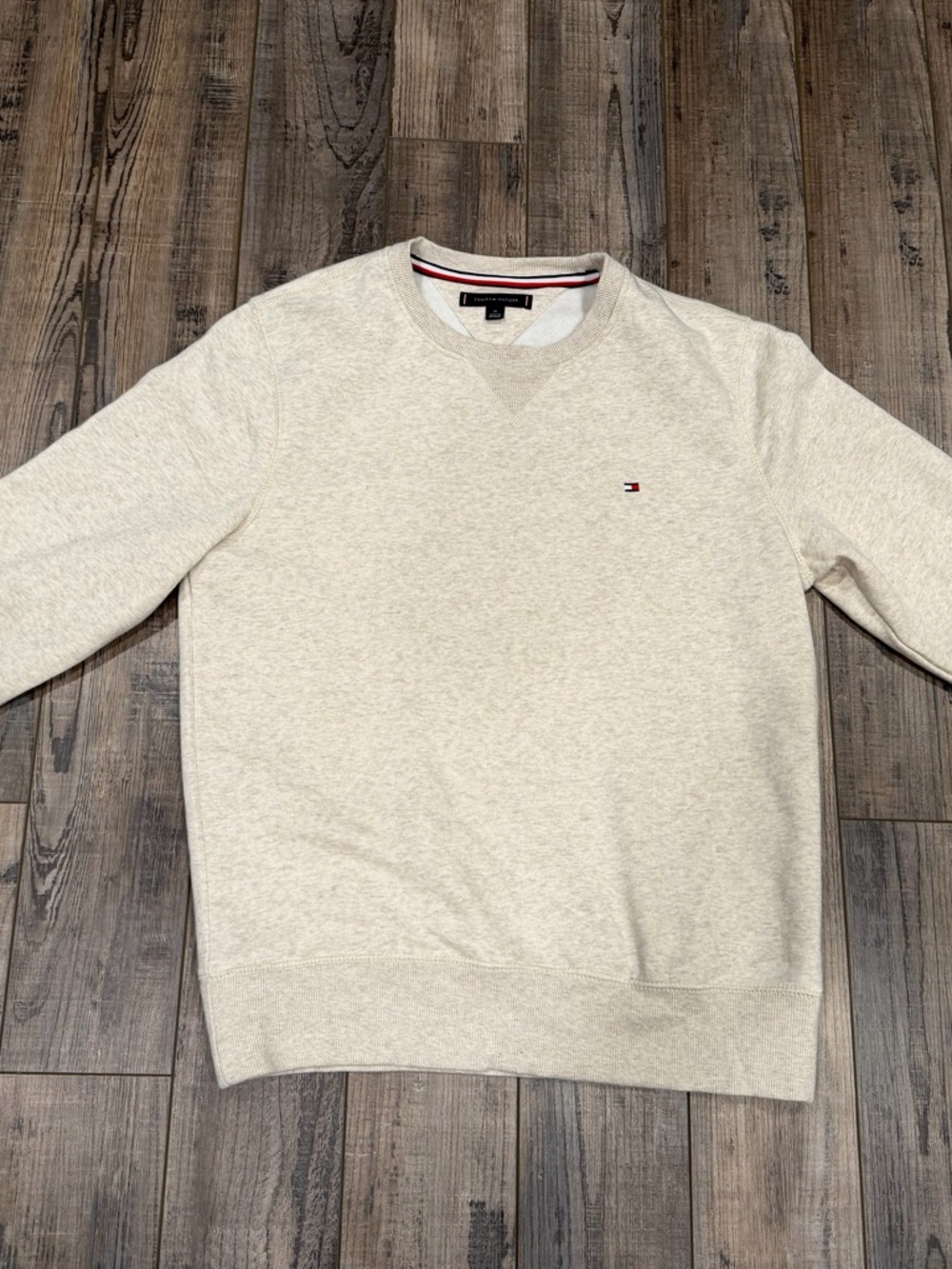 Tommy Hilfiger Men's Light Cream Crewneck Sweatshirt